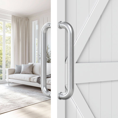 Poignée de porte double en verre en acier inoxydable, poignée de porte de douche de 12 po, argent