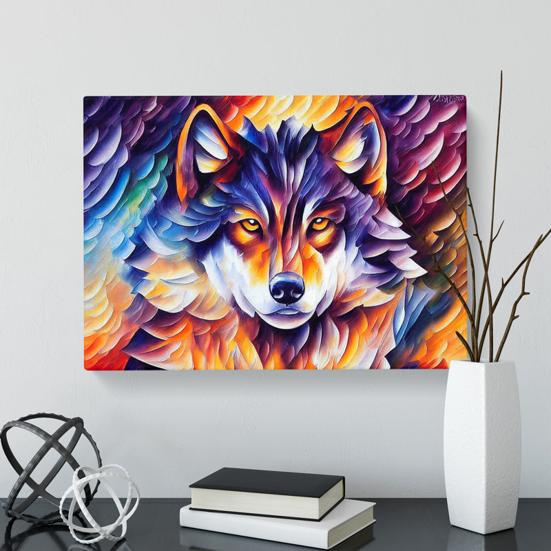 XXX-H1022-WF-10268X Wolf Painting Vol.3 Abstract - Wrapped Canvas Painting, 35cm H x 50cm W x 3cm D