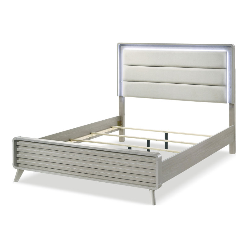 Dvorak Solid Wood LED Panel Bed, Queen