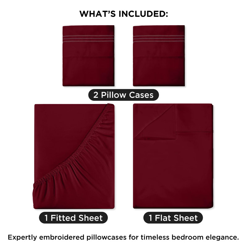 Royale Linens 4 Piece Sheets Set - Soft Brushed 1800 Microfiber Bedding - 1 Fitted and 1 Flat Sheet, 2 Pillow cases - Wrinkle Free & Fade Resistant - Hotel Luxury Bed Sheets Set