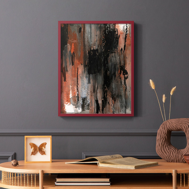 Loft Pastel VIII Framed Print - Solid Wood, 10" H x 8" W, Red