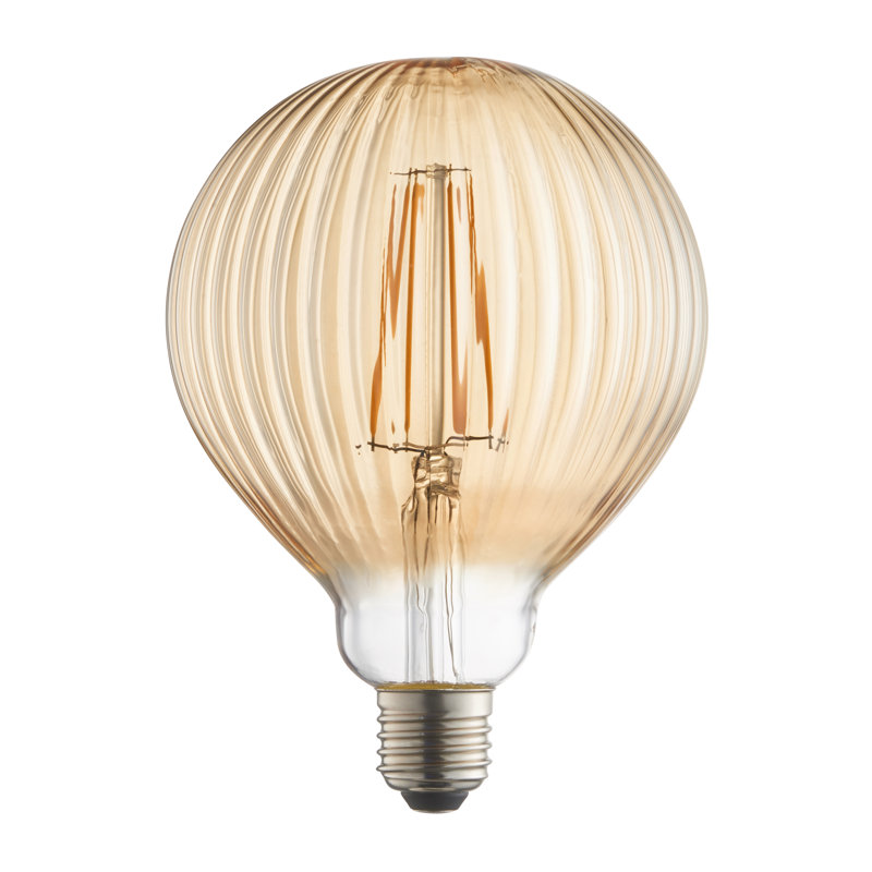 4W E27 ES G125 Amber Globe LED Non-Dimmable Bulb - 400lm 2000K Warm White