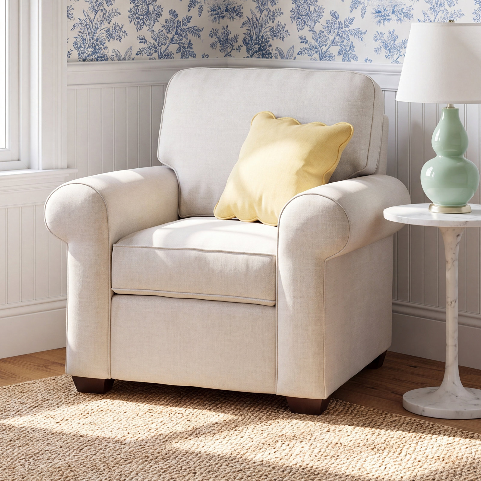 Porter Armchair, Bayou Off White Canvas