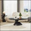 Table basse moderne minimaliste ovale avec base sculpturale en pierre porte-bonheur pour salon et appartement-2125334848