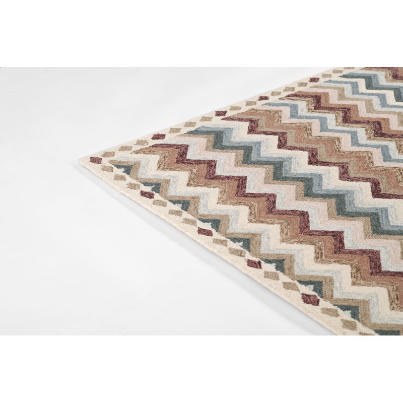 Abbott Hand Tufted Wool Chevron / Zig Zag Area Rug in Brown, Rectangle 3'6" x 5'6"