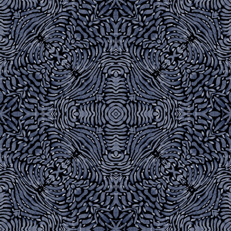 Abra Flora Spiral Premium Matte 10' L x 24" W Wallpaper Roll, Faux Grasscloth, Non-pasted, Blue