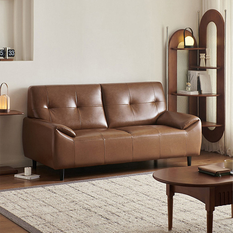 Brown Genuine Leather Standard Sofa cushion Loveseat, 33.86" H x 66.93" W x 33.86" D