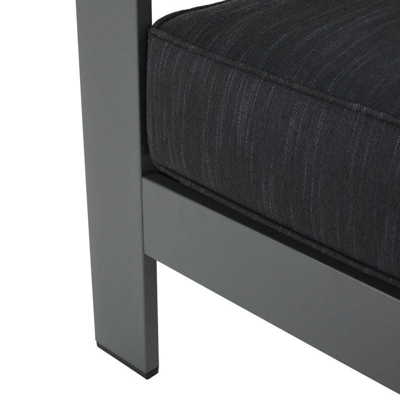 Ensemble de 3 pièces d'extérieur avec cadre en métal, Noir, noir, noir, noir, Gris foncé