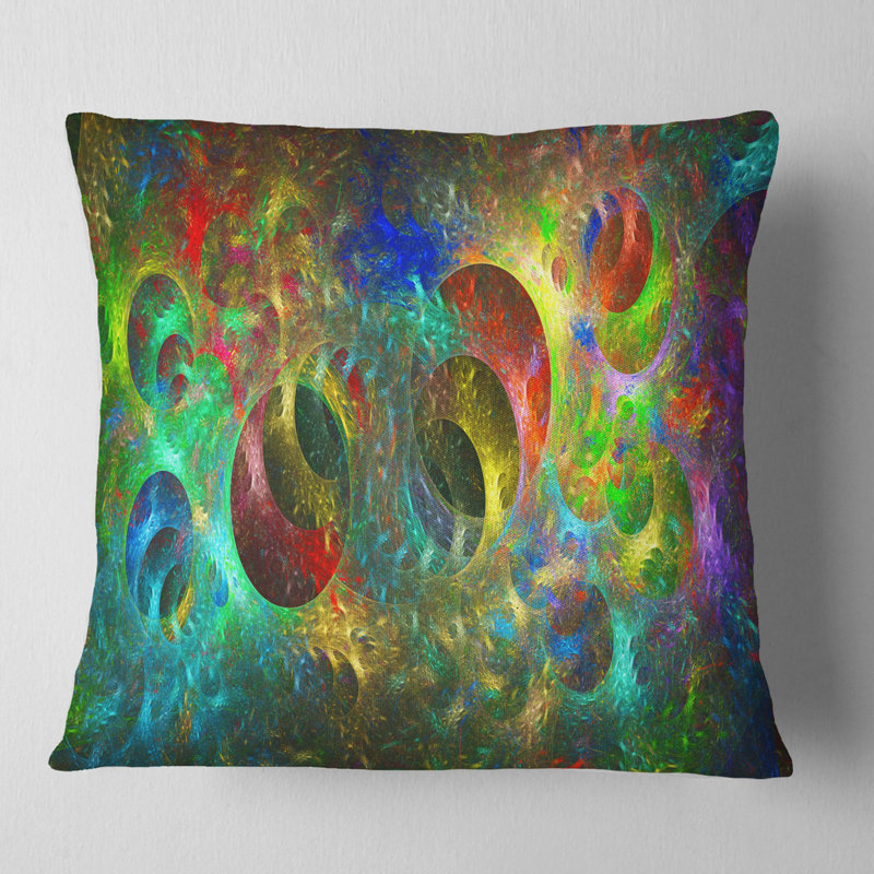 Multi Color Glowing Circles - Abstract Printed Pillow, 18" x 18", Throw Pillow