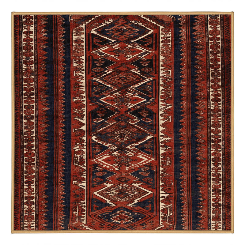 Tapis brun turc lavable à la machine, Carré 5 pi