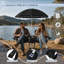 Chaise d'extérieur à double siège avec parasol-132933801
