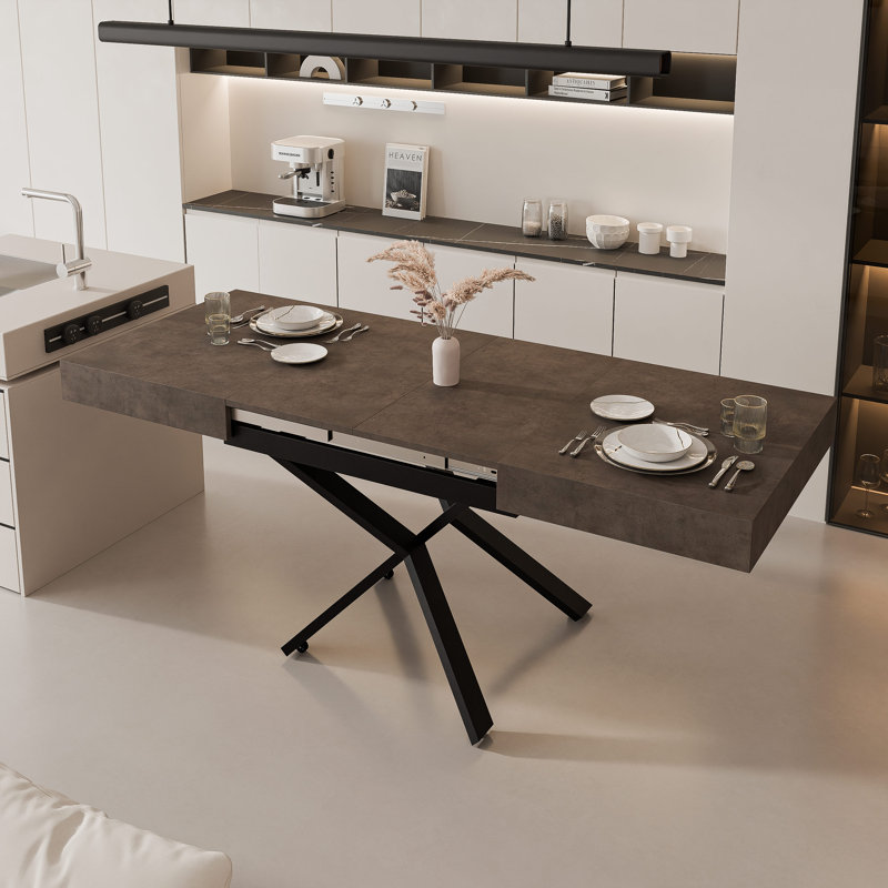 Extendable Dining Table, Dark Grey