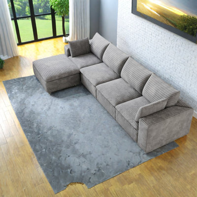 Compression Cloud Sofas, 134 Inch Corduroy Modular Modern Couch For Home