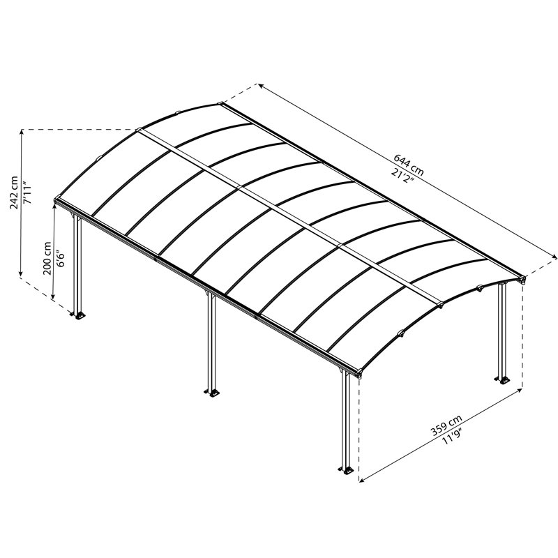 Gray Aluminum and Steel Carport Kit with Polycarbonate Roof