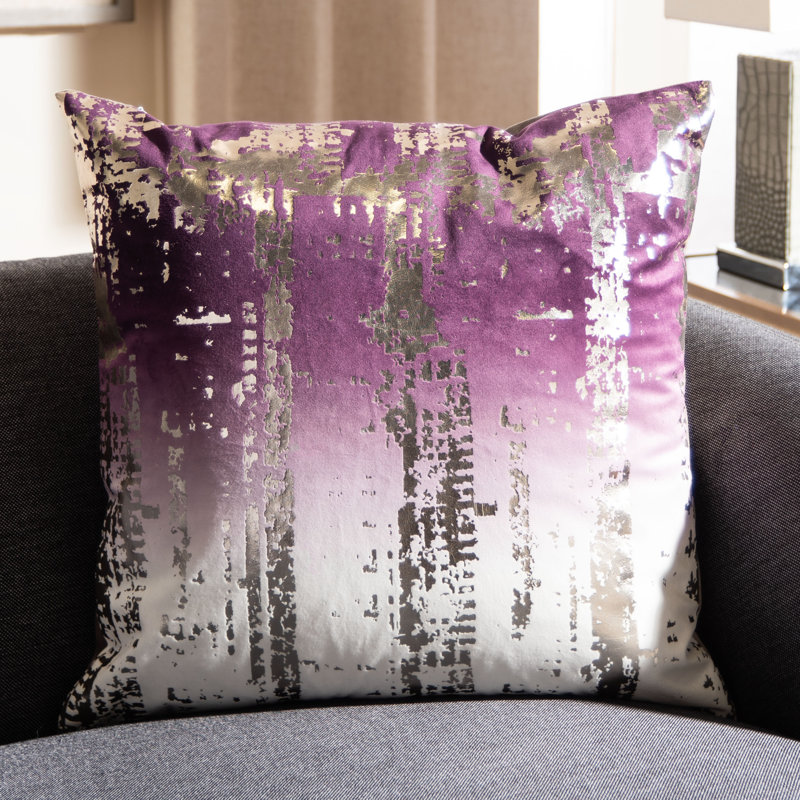 Rensia 18" Square Purple and Silver Polyester Pillow