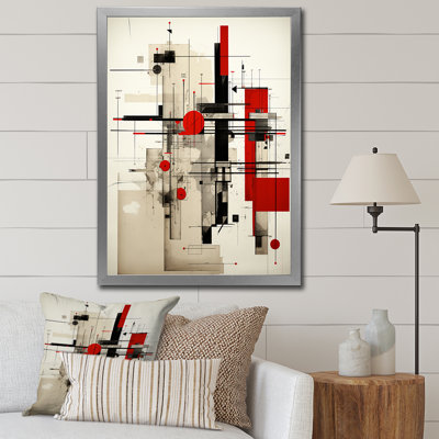 Illustration rétro rouge et bleue - Décoration murale géométrique moderne