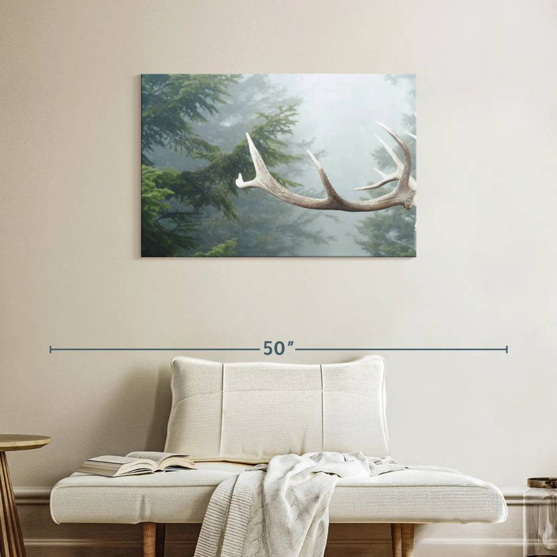 Deer Antler And Pines, 24" H x 36" W