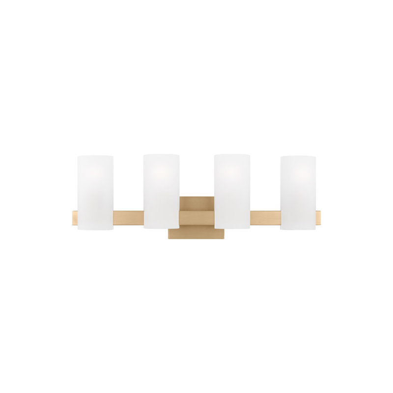 Rhode Satin Brass 4-Light Vanity with Etched Glass Shades