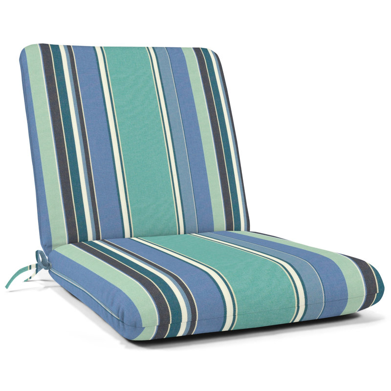 Casual Cushion Outdoor Club Chair Cushion, Striped Sunbrella Fade-Resistant for Patio Club Chairs & Deep-Seat Loungers, 22"W x 22"D, 3.5" thick; Back 22"W x 22"H, 3.5" thick, Reversible, Dolce Oasis