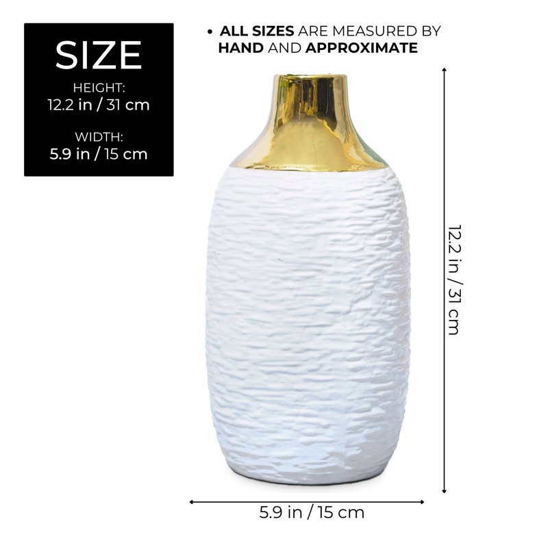 Vase en céramique pour décor moderne et bohémien, Blanc