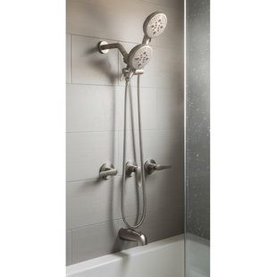 3 Handle Shower Faucet Set Shower System With Tub Spout, Complete Tub And Shower Faucet Combo Brushed Nickel