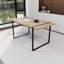 Table de salle à manger industrielle de 150 cm (59 po) avec pieds en bois de 3,8 cm (1,5 po) d'épaisseur et en métal noir, pouvant accueillir de 4 à 6 personnes pour des réunions entre amis, 3,8 cm (1,5 po), 15,2 cm (6 po),