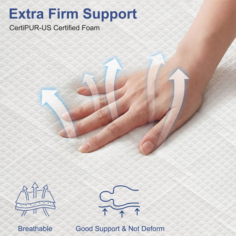 Extra Firm Memory Foam Mattress In A Box Youth Or Kids Bed Guest Bedroompressure Relieving And Breathable, Twin, 8"