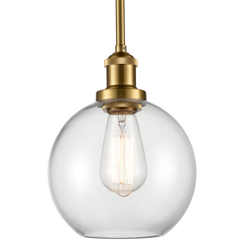 Luminaire suspendu doré avec abat-jour en verre transparent