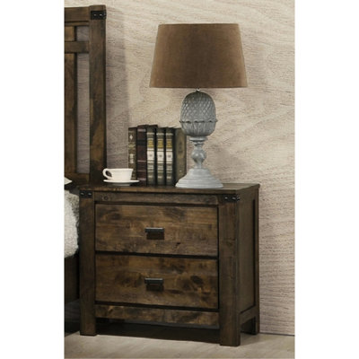Contemporary Bedroom Cabinet - Rustic Brown Solid Wood With 2 Drawers And Easy Assembly Feature Style Furniture Drawer Nightstand Joinery