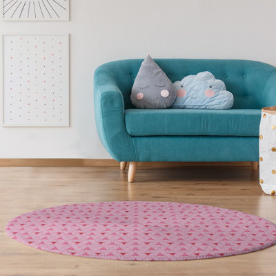 Tapis rose/rouge fait main géométrique
