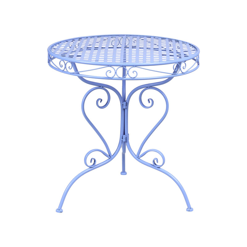 Round Iron Outdoor Bistro Table - 70 cm W 70 cm D, Light Blue