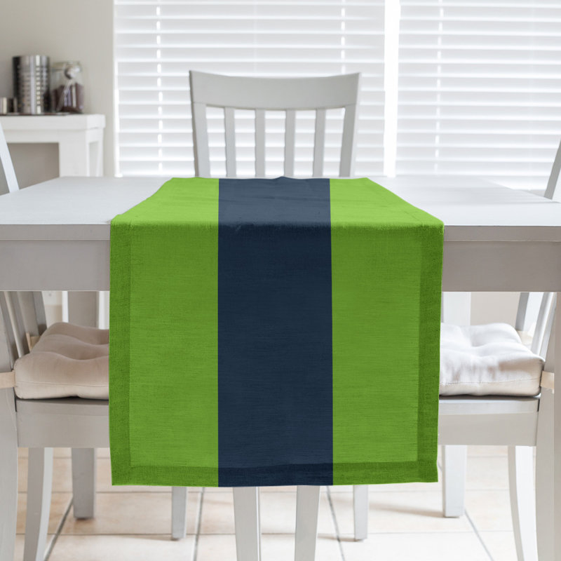 Minnesota Basketball Table Runner, 90" L x 16" W, Aurora Green/Navy/Aurora Green, Cotton Twill