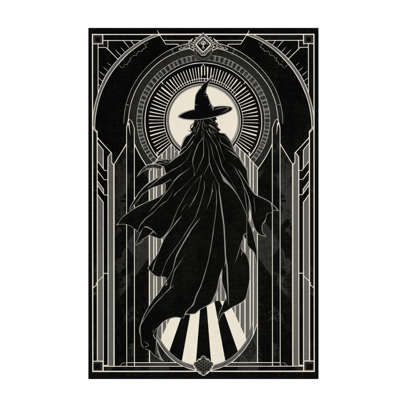 Tapis moelleux doux et moelleux de sorcière avec un livre de sortilège art déco en gris - reliure noire, 5 x 7