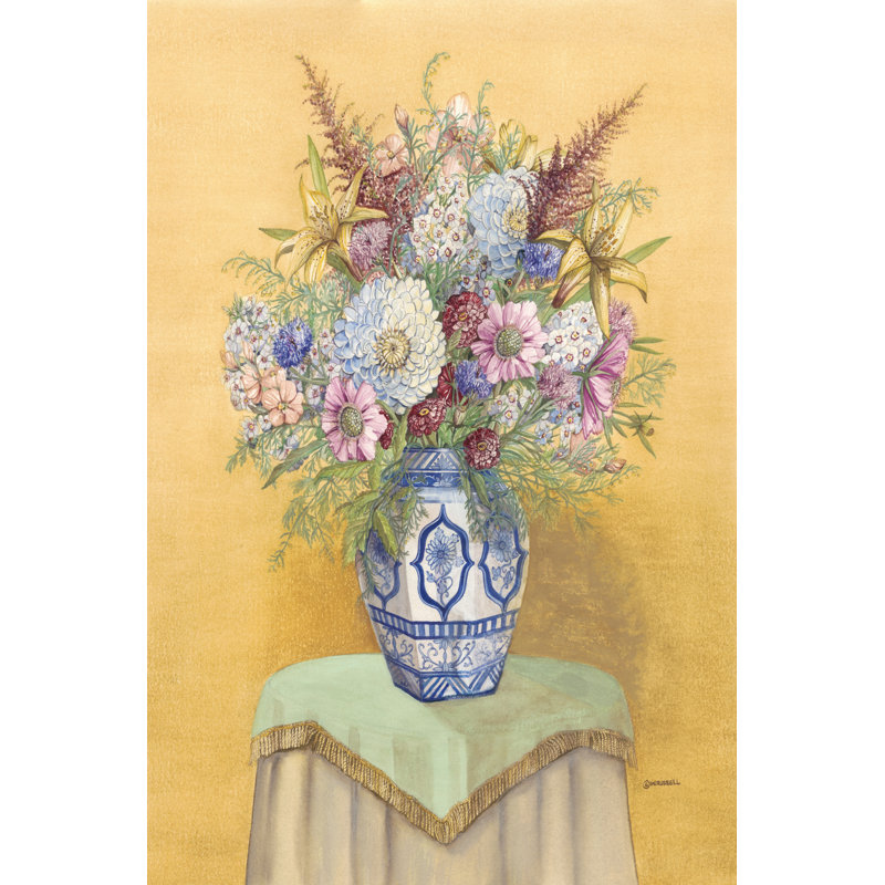 Bouquet In Asian Vase I - Wrapped Canvas Print, 46cm H x 30cm W x 3.8cm D