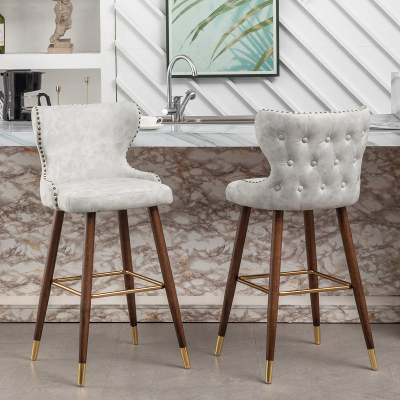 Ensemble de 2 tabourets de bar style Mid-Century, Tabouret de bar (siège d'une hauteur de 29,5 po), Blanc