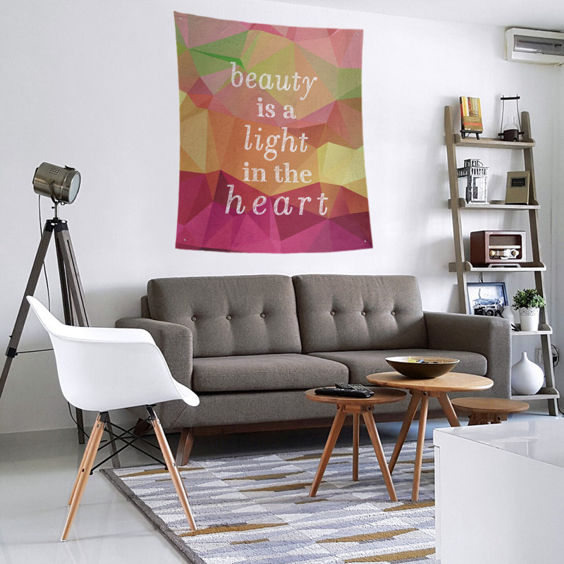 Tapisserie guillemet de beauté en faux pierre de polyester, H 27,5 po x l 37,5 po, Pyrite arc-en-ciel