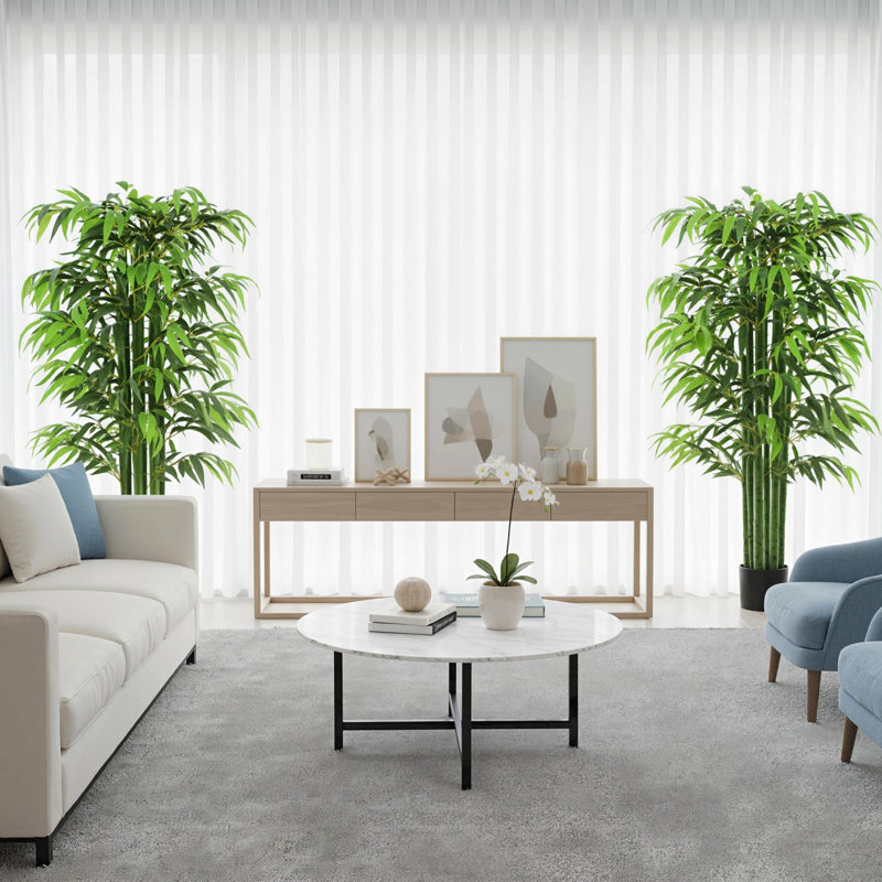 Arbre de 5,3 pi en bambou pour décoration intérieure, ensemble de 2, vert