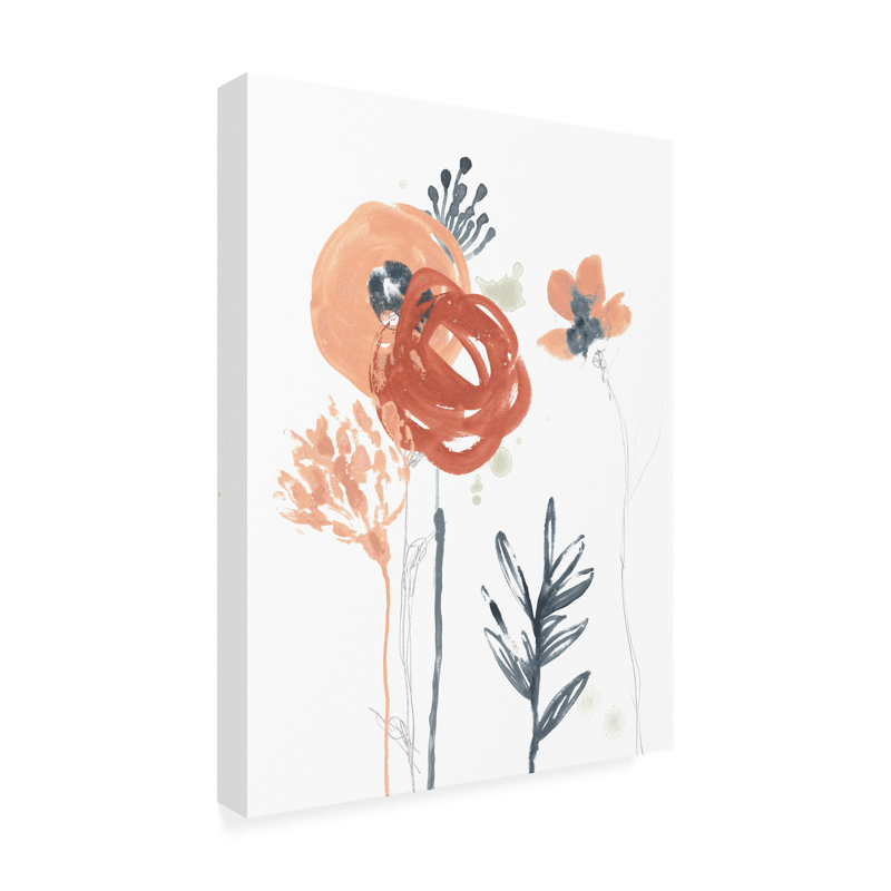 «June», Erica Vess, rosé et bleu marine, art sur toile, H 24 po x l 18 po x P 2 po