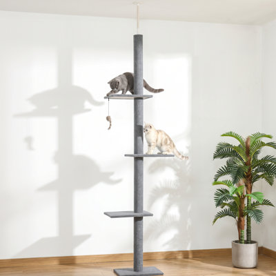 Arbre à chat, tour d'escalade du sol au plafond avec poteaux à griffes recouverts de sisal Centre d'activité naturel pour arbre à chat pour chat