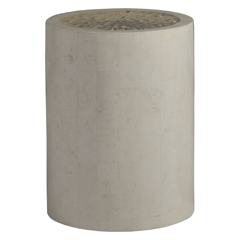 Gray Round Stone Transitional Occasional Table