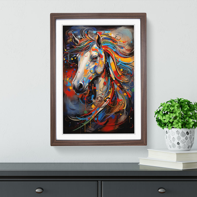 Pony Abstract - Framed Print, Walnut Framed, 34cm H x 25cm W x 2cm D