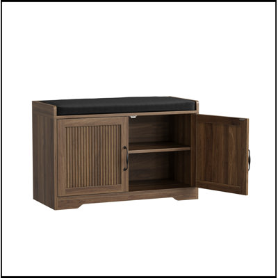 Upholstered Bench with double doors storage