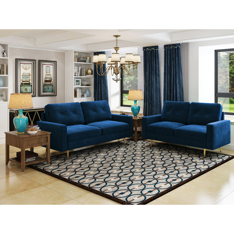 Causeuse à accoudoirs carrés 58 po, Bleu espace