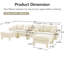 Canapé modulaire en U à 4 places avec revêtement capitonné beige, pieds cylindriques et 2 repose-pieds mobiles pour des rassemblements décontractés. Forme de tissu élégamment courbée et confortable-1726936169