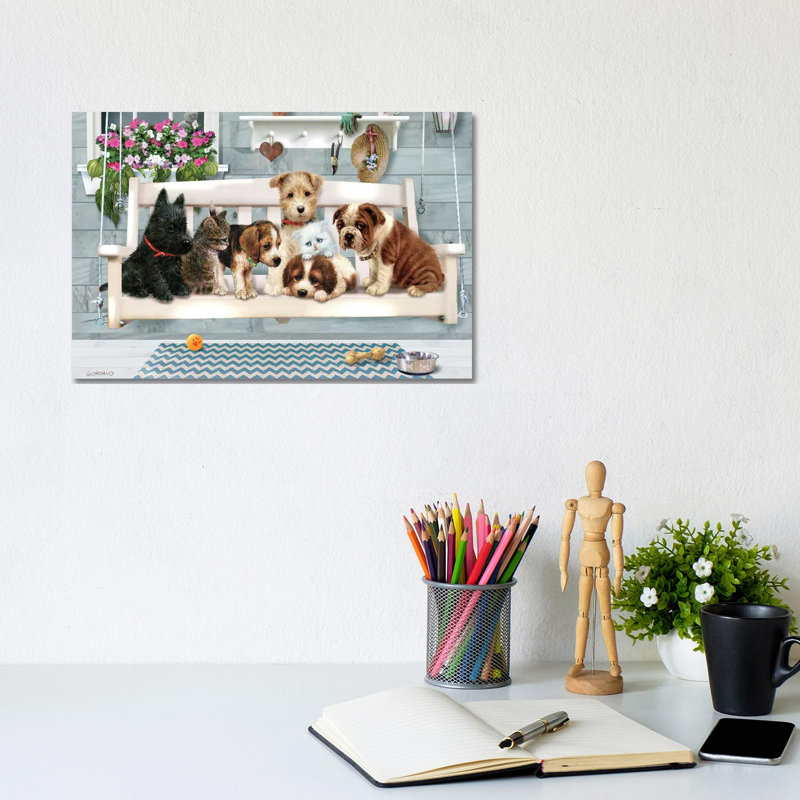 Porch Pals - Wrapped Canvas Painting, 20.32 cm H x 30.48 cm W