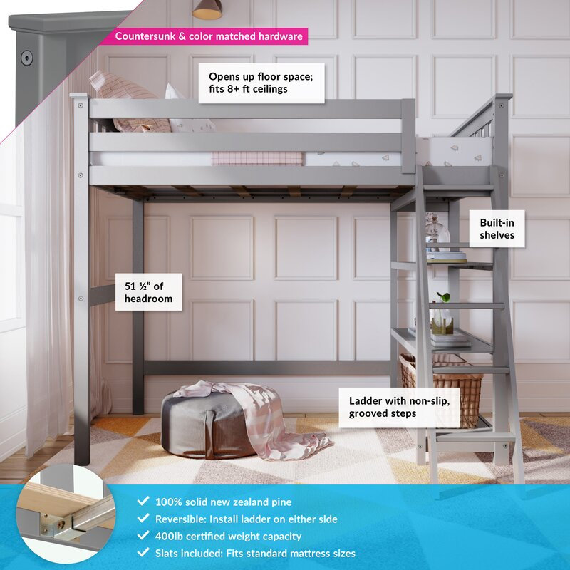 Lit mezzanine simple Jammel Kids, Gris