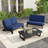 Polett Solid Wood Group Outdoor Conversation Set With Two Loveseats And Coffee Table-160992687-160992685