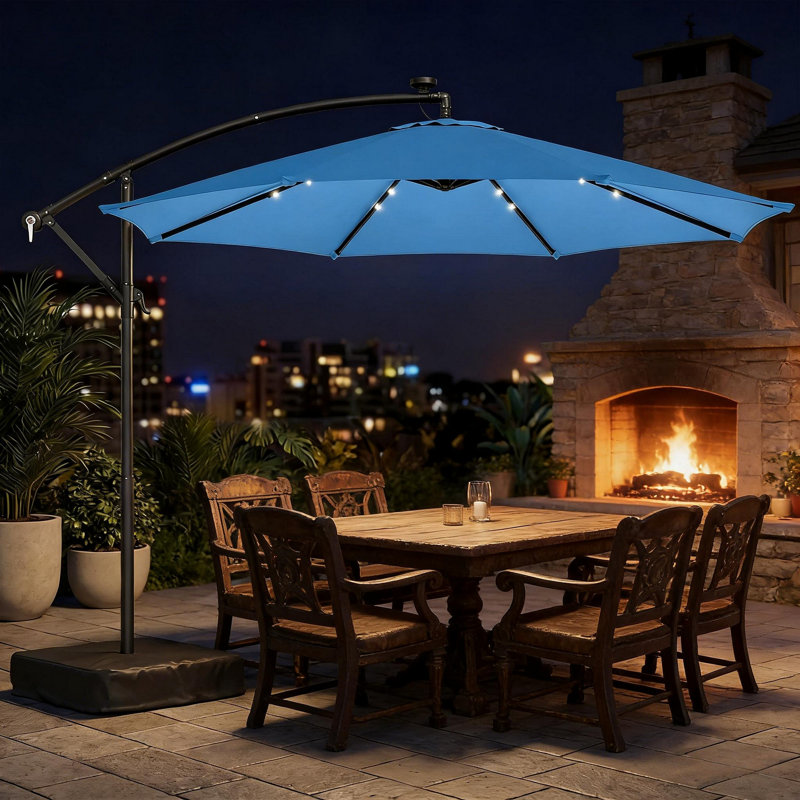 Élégant parasol de piscine, parasol d'extérieur, parasol de patio en porte-à-faux, Blue