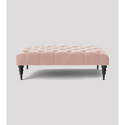Alyana Rectangle Ottoman Bench with Wooden Legs - Plush Velvet Chesterfield Upholstered Footstool