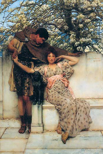 « the promesse of spring » par lawrence alma-tadema, reproduction d’art